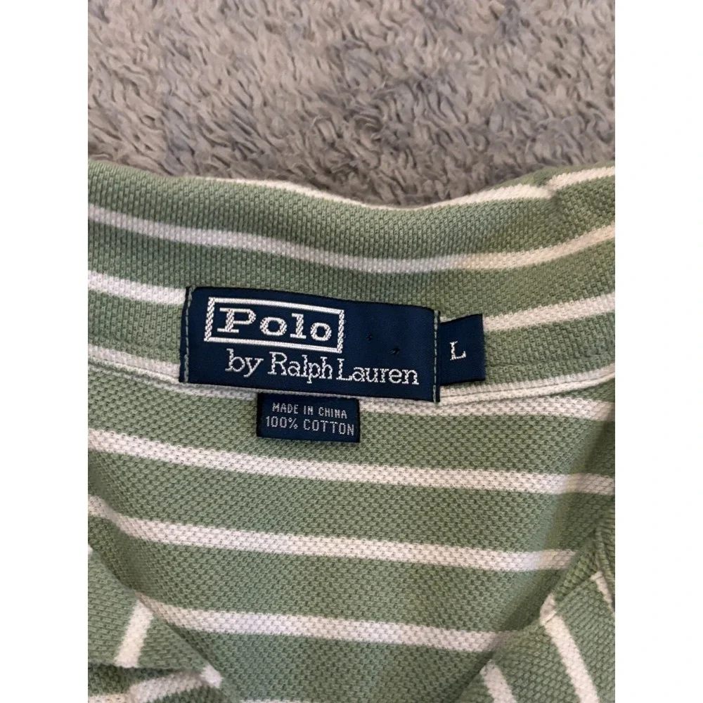 VTG Polo by Ralph Lauren Polo Shirt Mens Large Green Striped Pony Golf Preppy
